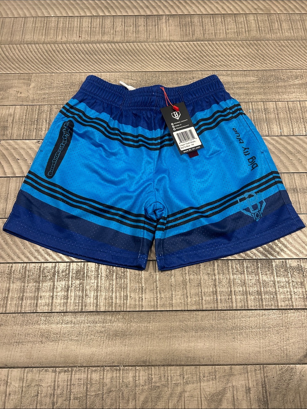 Big Fly Kids Blue Striped Athletic Shorts
